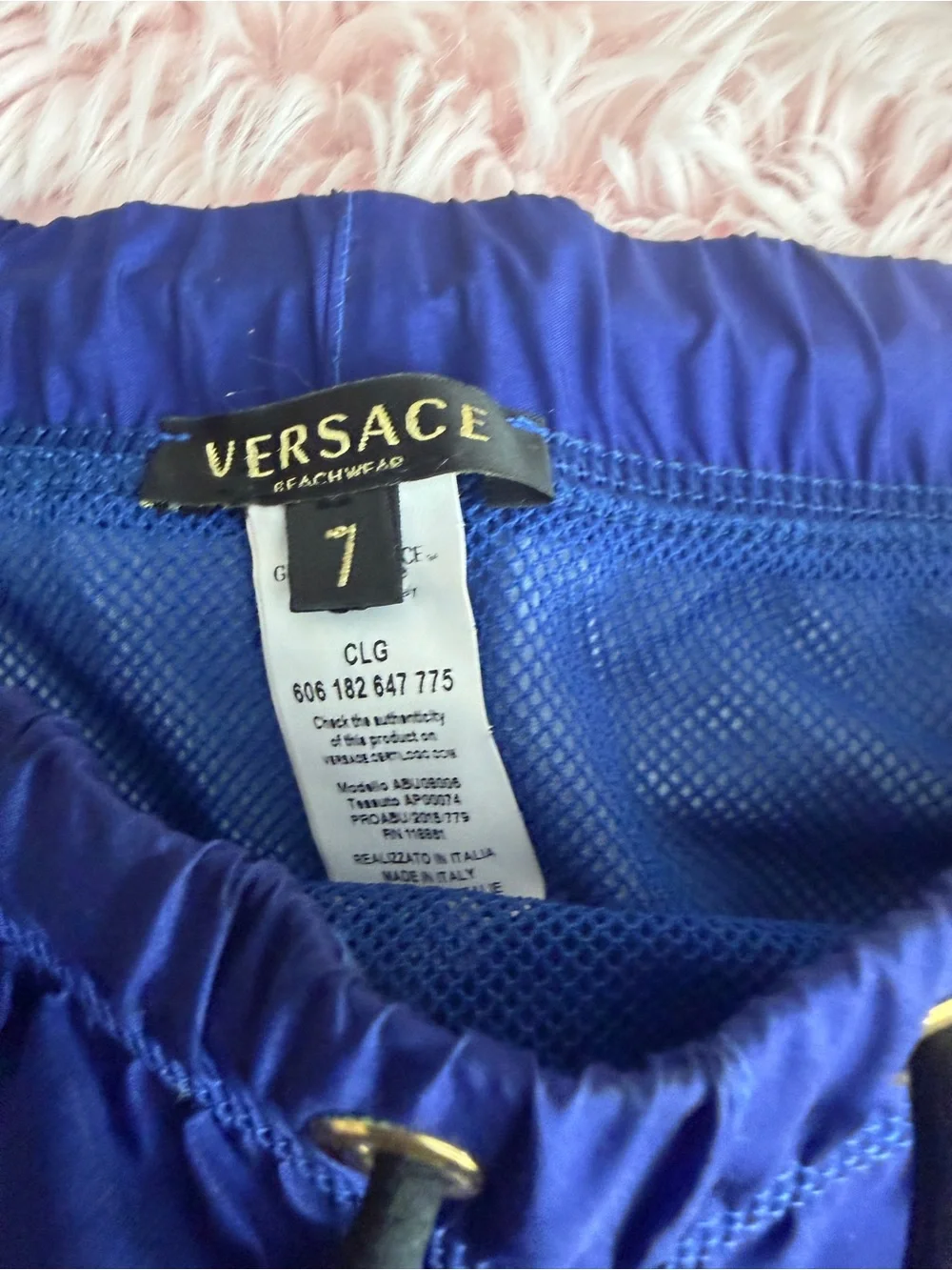 Versace Blue Drawstring Swim Shorts with Gold Accents - Picture 3 of 9